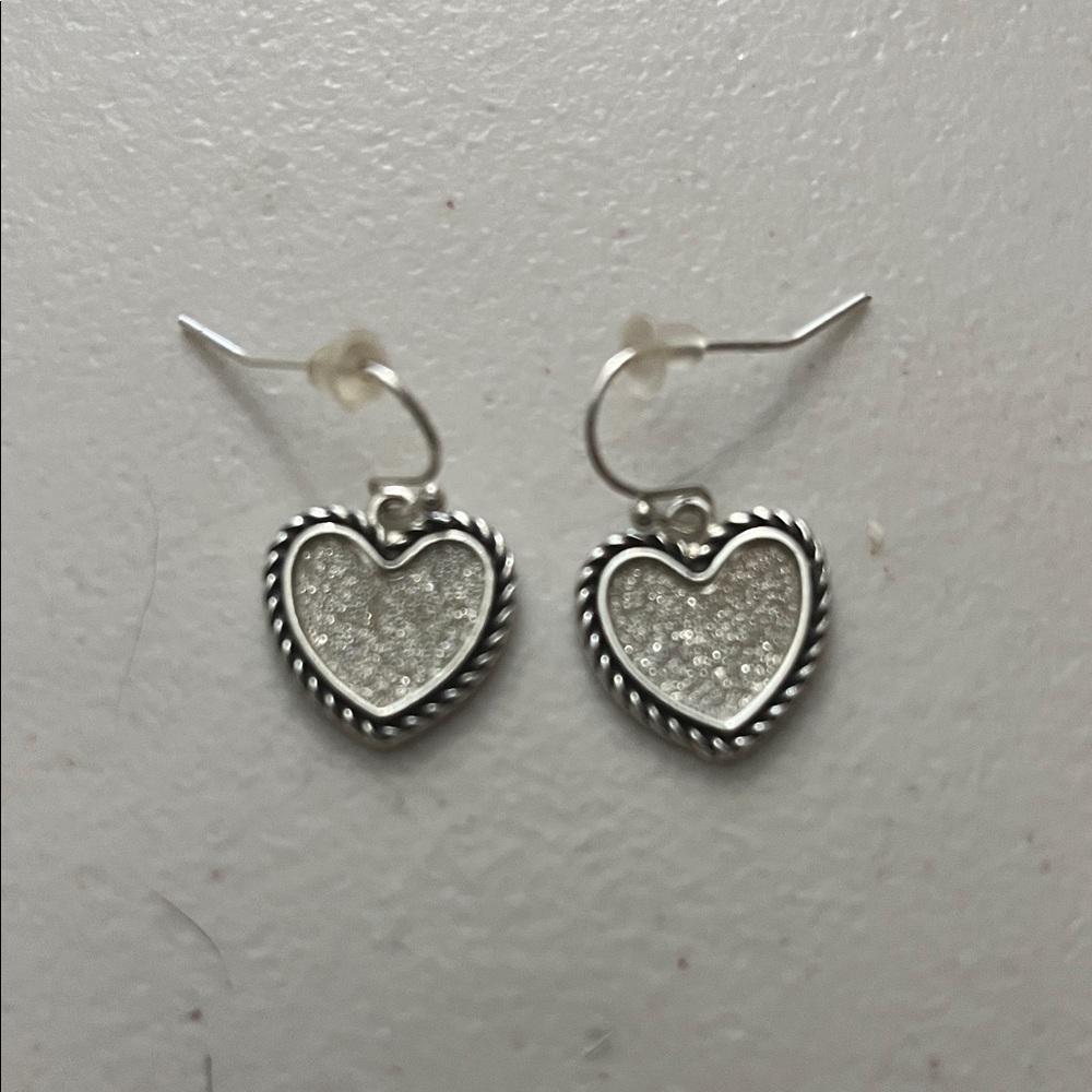Twisted Silver Heart Drop Earrings
